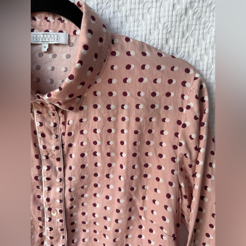 Laurence Tavernier Yves Delorme Cotton Polka Dot Nightshirt Sleepwear Lounge M